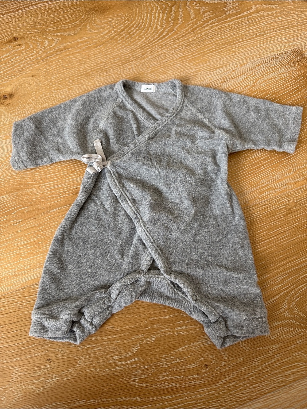 Makie Kids Gray Wrap-Front Footless Pajama Romper